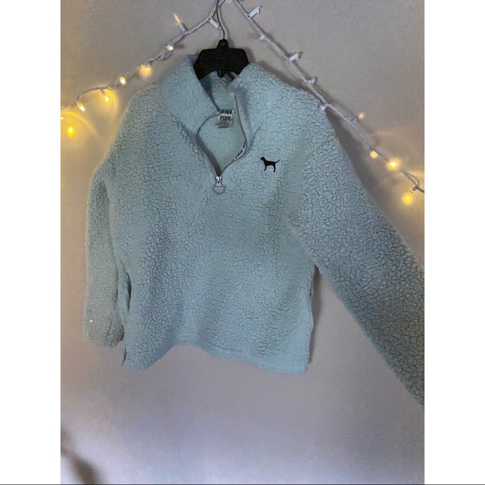 PINK fuzzy quarter-zip sweatshirt